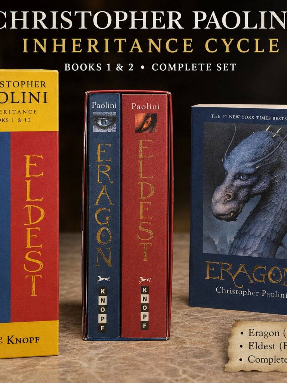 Christopher Paolini Eragon Eldest Inheritance Books 1 & 2 Box Set Knopf Fantasy